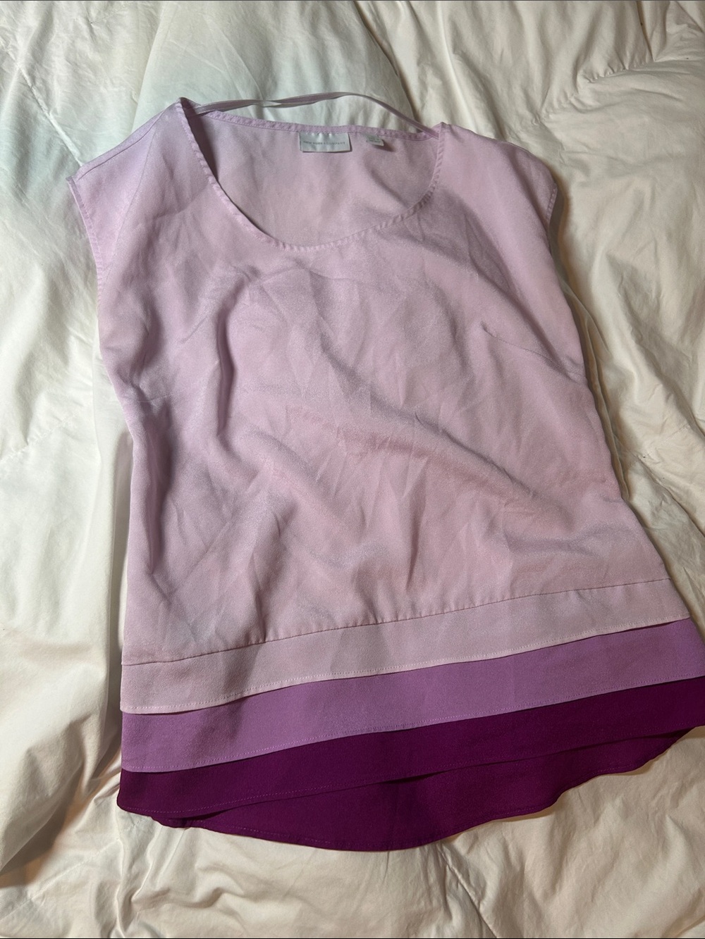 Sleeveless Layered Hem Tank Top - Light Lilac & Plum